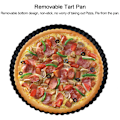 Miniatyrbilde 2 av 4: 9 tommers Non-stick Pizza Bakeware med Avtakbar Løsnebunn Tart Pie Pan Bakeform, Svart