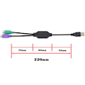 Miniatyrbillede 3 af 4: PS2 USB-kabeladapter til tastatur og mus med PS/2-interface, indbygget USB-controller og understøttelse af PS2-port på KVM-switch