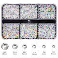 Miniatyrbillede 2 af 5: Blanke Rhinestones i Blandede Størrelser, Flade Bagside, Runde Krystalsten, Glasperler til Ansigt, Neglekunst, Tøj, Sko, Tasker, Bling-Pynt, Form 5