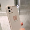 Pikkukuva 4 / 4: Yhteensopiva iPhone-kotelon kanssa, söpö maalattu ruskea karhu poskilla naisille ja tytöille, muodikkaasti ohut, pehmeä ja joustava TPU-kumi beigeille