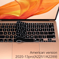 Miniatyrbilde 1 av 4: TPU Tastaturdeksel for MacBook Pro 13 tommer A2251 A2289 (utgitt i 2020) Ultra Tynn Beskyttende Usynlig Skinn Tastaturfilm