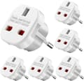 Miniatyrbillede 1 af 4: Rejseadapter til EU/DE/FR/IT/ES, 6 stk., til EU-stik, hvid, Type G til Type C, E, F, H (6 stk.)