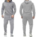 Miniatyrbild 1 av 5: 2 delar/ set Fitness träningsoverall för män Casual Sportbyxor Topp Sweatsuit Huvtröja Set #yogu V Light Grey 3XL