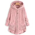 Naisten huppullinen teddytakki Solid Pink y Pink L