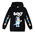 Miniatyrbild 1 av 2: Bingo Bluey Hoodie med tecknad tryck för barn casual tröja Svart Black V Black 7-8 Years