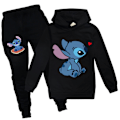 Pikkukuva 1 / 3: Lilo ja Stitch Lapset Pojat Huppari Jogger Housut 2 kpl Vaatteet W musta V black 150cm