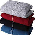 Miniatyrbillede 4 af 4: Mænd Tyk varm fleeceforet hættetrøje Zip Up Vinterfrakke Jakke Sweatshirt Top sort Z black M