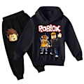 Miniatyrbild 1 av 2: Pojkar Roblox 3d- printed träningsoverall Barn Huvtröja Tröja Träningströjor + joggingbyxor Set Kläder 9-14 år Black Z Black 9-10  Years