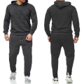 Miniatyrbild 4 av 5: 2 delar/ set Fitness träningsoverall för män Casual portbyxor Topp weatsuit Huvtröja et #yogu V Grey S