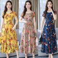 Miniatyrbillede 2 af 5: Bodycon-kjole til kvinder med V-hals, lang kjole i plusstørrelse til fødselsdag Valentinsdag Thanksgiving Day Gave rød blomst i sort y red flower in black m