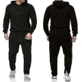 Miniatyrbild 5 av 5: 2 delar/ set Fitness träningsoverall för män Casual Sportbyxor Topp Sweatsuit Huvtröja Set #yogu V Black M