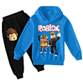 Miniatyrbild 1 av 2: Pojkar Roblox 3d- printed träningsoverall Barn Huvtröja Tröja Träningströjor + joggingbyxor Set Kläder 9-14 år Deep Blu Z Deep Blue 13-14  Years