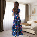 Miniatyrbillede 6 af 6: Bodycon-kjole til kvinder med V-hals, lang kjole i plusstørrelse til fødselsdag Valentinsdag Thanksgiving Day Gave lyseblå y light blue 2xl
