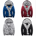 Miniatyrbilde 1 av 4: Menn Tykk Varm Fleecefôret Hoodie Zip Up Vinterjakke Genser Topp Blå Z blue M