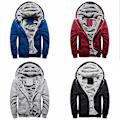 Miniatyrbillede 1 af 4: Mænd Tyk varm fleeceforet hættetrøje Zip Up Vinterfrakke Jakke Sweatshirt Top sort Z black 4XL