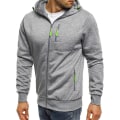 Miniatyrbilde 1 av 4: Herre Zip Treningsjakke Gym Hooded Dampgjennomtrengelig Sweatshirt Gym Top Høst Vinterjakke Light Gray L