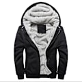Miniatyrbillede 2 af 4: Mænd Tyk varm fleeceforet hættetrøje Zip Up Vinterfrakke Jakke Sweatshirt Top sort Z black 4XL