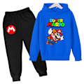 Pikkukuva 1 / 2: Pojat Tytöt Super Mario Huppareita Treenihaalarit Topit+Housut Setti V blue 160cm