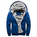 Miniatyrbilde 2 av 4: Menn Tykk Varm Fleecefôret Hoodie Zip Up Vinterjakke Genser Topp Blå Z blue M