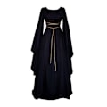 Pikkukuva 2 / 3: Halloween-noita mekko pitkähihainen pyöreä kaula-aukko mekko juhliin Black XL