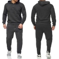 Miniatyrbild 1 av 5: 2 delar/ set Fitness träningsoverall för män Casual Sportbyxor Topp Sweatsuit Huvtröja Set #yogu V Grey 3XL