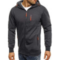 Miniatyrbilde 2 av 5: Menn Zip Treningsjakke Gym Hooded Genser Langarmet Sweatshirt Gym Topp Høst Vinterjakke Dark Gray XL