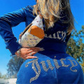 Miniatyrbild 3 av 5: Dam sammet Juicy Träningsoverall Couture Träningsoverall Tvådelad Set Couture Sweatsuits PIN Z PIN L