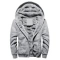 Miniatyrbilde 2 av 4: Menn Tykk Varm Fleecefôret Hoodie Glidelås Vinterjakke Genser Topp Grå Z grey L