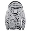 Miniatyrbillede 2 af 4: Mænd Tyk varm fleeceforet hættetrøje Zip Up Vinterfrakke Jakke Sweatshirt Top grå Z grey XL