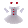 Miniatyrbilde 3 av 5: Pennywise Kostyme Barn Jenter, Halloween Klovn Kostyme Det Cosplay Tutu Kjoler Med Hansker Og Rød Pompom Hårnål, Barn Fancy Dress Stoff y 9-10 Years