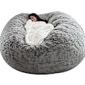 Miniatyrbild 1 av 5: Bean Bag Chair Cover, mjuk fluffig päls bärbar latsoffa Light Grey 150x75cm