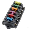Miniatyrbild 3 av 5: 6-vägs säkringsbox för bil, 12v/24v/32v/48v Universal Standard Blade