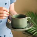 Miniatyrbild 2 av 3: Retro keramisk set, kaffemugg, mjölkkopp, sked med