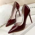 Miniatyrbild 1 av 5: Läderklackar Mode Kvinna Pumps, Stilettskor Winered 35