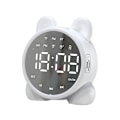Miniatyrbild 1 av 4: Bluetooth Spegel Bordsklocka Barnväckarklocka Söt Katt White