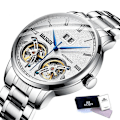 Miniatyrbild 1 av 5: Automatisk självvindande watch i mekanisk stil för män Silver White S