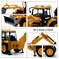 Miniatyrbild 5 av 6: 1:50 Diecast Back Hoe Loader 4-hjulslegering grävmaskin modell