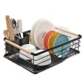 Miniatyrbild 1 av 6: Diskställ i järn, dränerbart för köksdiskställ för flera ändamål Black