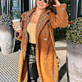 Miniatyrbild 1 av 5: Dam Fluffy Teddy Bear Maxi Long Coat Jacka Overcoat Khaki XL