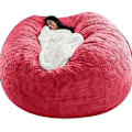 Miniatyrbild 1 av 5: Bean Bag Chair Cover, mjuk fluffig päls bärbar latsoffa Red 135x65cm