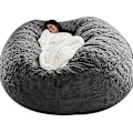 Miniatyrbild 1 av 5: Bean Bag Chair Cover, mjuk fluffig päls bärbar latsoffa Dark Grey 135x65cm