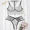 Miniatyrbild 4 av 5: Kvinnor Sexig Spetsbandage Underkläder Set Babydoll Nattkläder White L