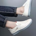 Miniatyrbild 4 av 5: Mjuka Pu-läderskor för män Slip On Handgjorda Flat Business Khaki 44