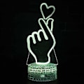 Miniatyrbild 5 av 5: Finger Heart 3D Illusion LED Nattljus ändrar färger