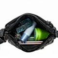 Miniatyrbild 4 av 6: Svart mjukt läder handväska Messenger Bag Fårskinnssömmar