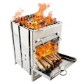 Miniatyrbild 3 av 6: Rostfritt stål Vikbar BBQ Grill Square BBQ Grill utomhus