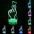 Miniatyrbild 1 av 5: Finger Heart 3D Illusion LED Nattljus ändrar färger