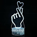 Miniatyrbild 4 av 5: Finger Heart 3D Illusion LED Nattljus ändrar färger