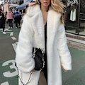 Miniatyrbild 3 av 5: Dam Fluffy Teddy Bear Maxi Long Coat Jacka Overcoat Khaki M