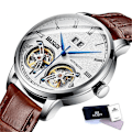 Miniatyrbild 1 av 5: Automatisk självvindande watch i mekanisk stil för män Silver White L